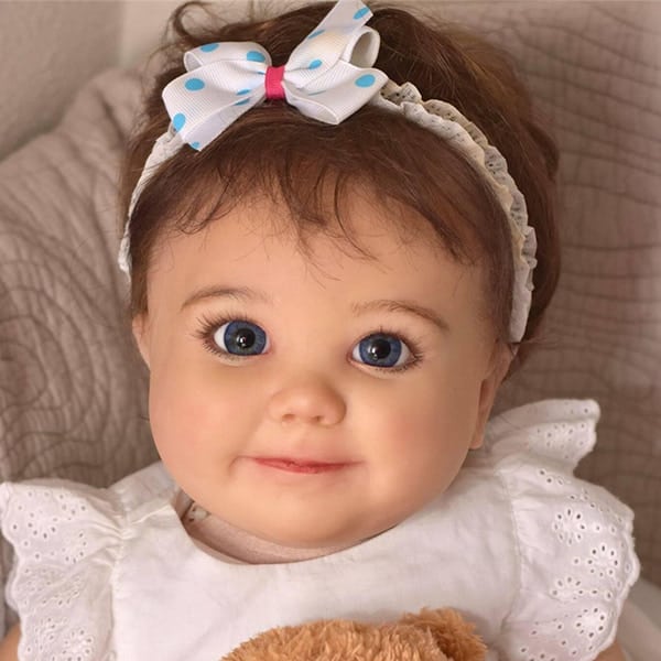 FINEALL Real Lifelike Cute Eyes Opened Cloth Body Baby Doll Realistic