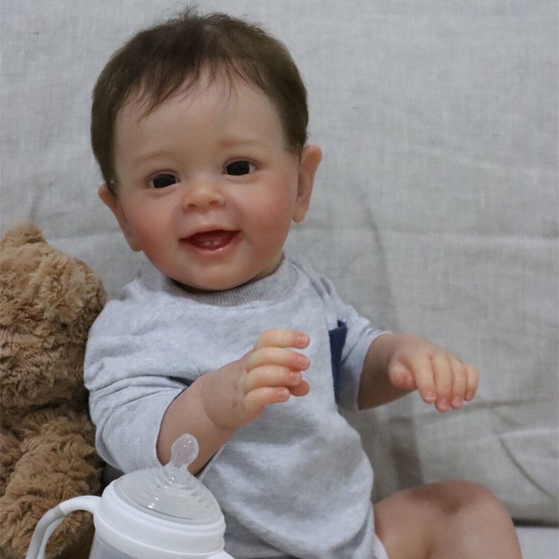 FINEALL Real Lifelike Cute Eyes Opened Cloth Body Baby Doll Realistic