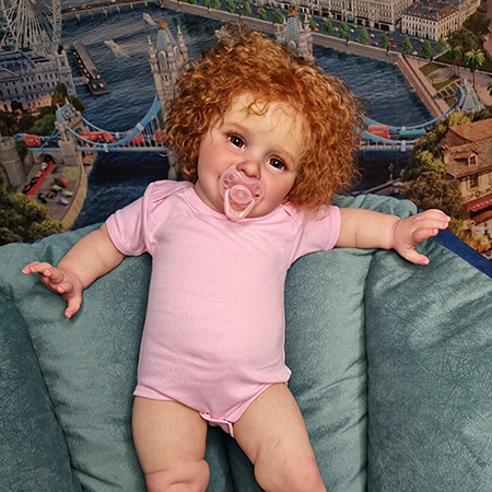 FINEALL Realistic Silicone Vinyl Baby Doll Awake Toddler Baby Doll Girl with Hand-Rooted Fiber Hair FA-942